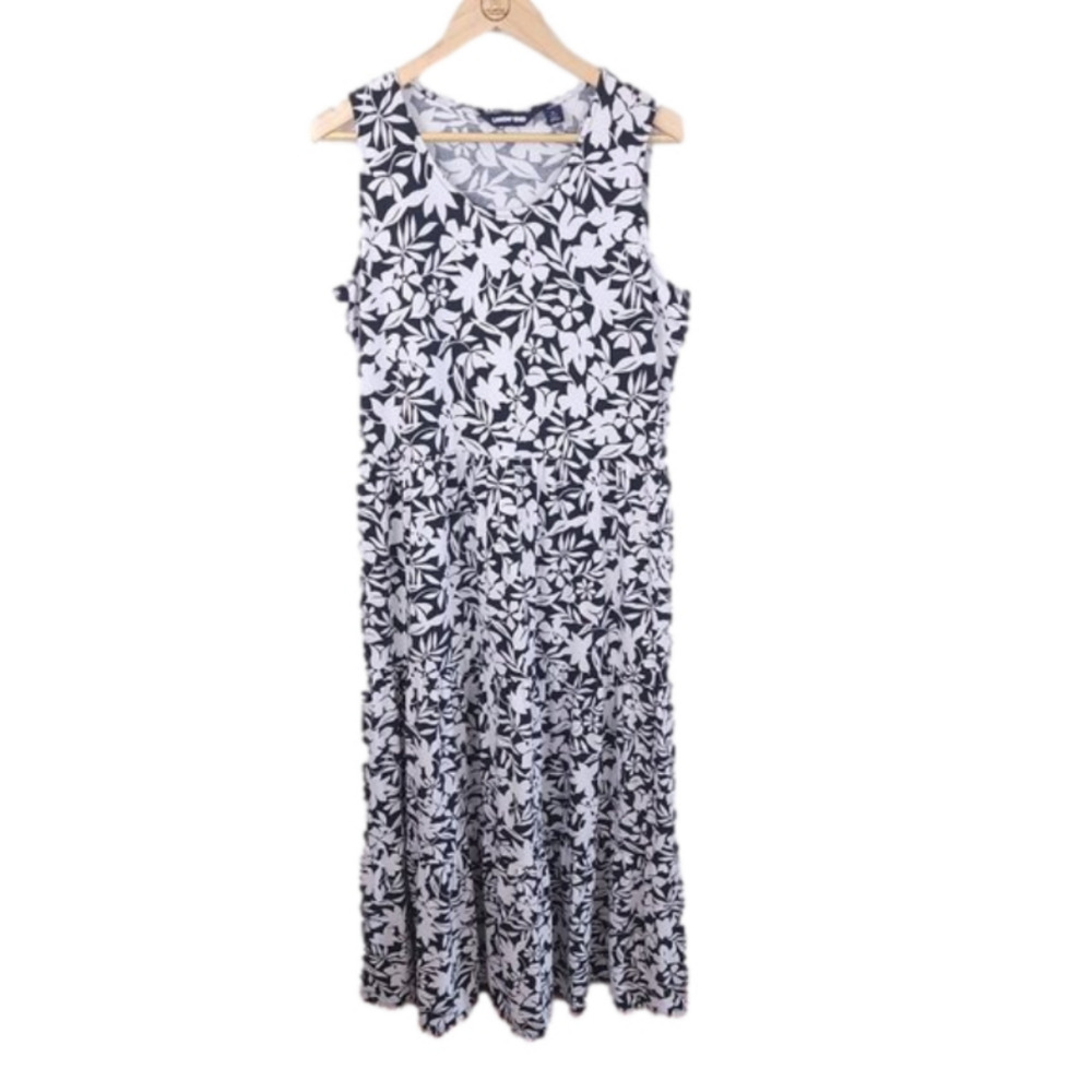 Land's End Tropical Floral Tiered Maxi Dress size L 14/16